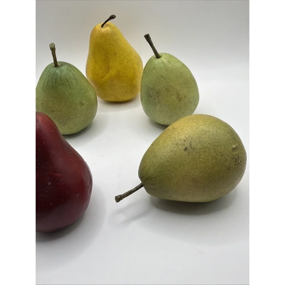Set of 5 Artificial Pears Faux Fruit Decor Kitchen Bowl Filler Farmhouse